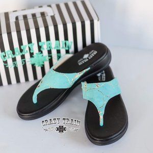 LAST ONE! Size 6 Turquoise Stone-veined Sandals